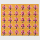 Papier Cadeau Orchidée violette couleur orange pop art fleur (Plat)