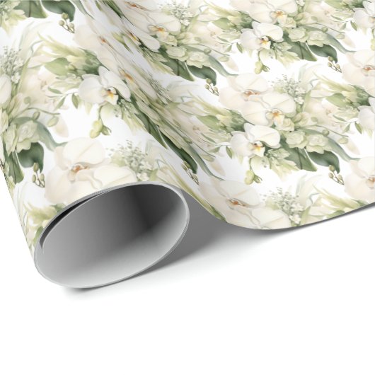 Papier Cadeau Orchidées blanches (Coin rond)