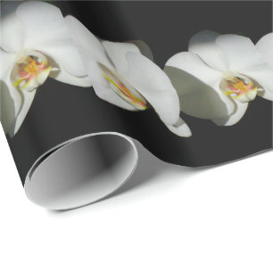 Papier Cadeau Orchidées blanches romantiques, photo florale trop