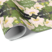 Papier Cadeau Orchidées blanches sur un fond vert (Coin rond)