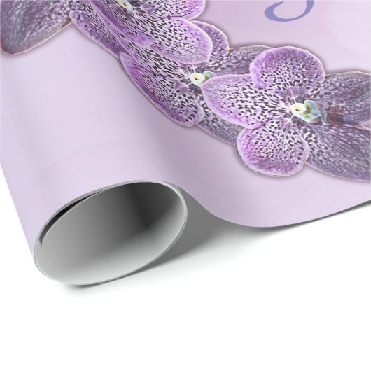Papier Cadeau Orchidées de fleurs violettes (Coin rond)