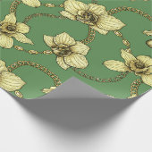 Papier Cadeau Orchidées et chaînes, jaune et vert kelly (Coin)