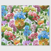 Papier Cadeau Orchidées florales tropicales été (Plat)