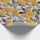 Papier Cadeau Orchidées jaunes oranges. (Coin)