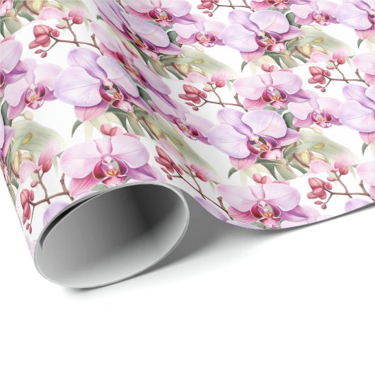 Papier Cadeau Orchidées pastel (Coin rond)