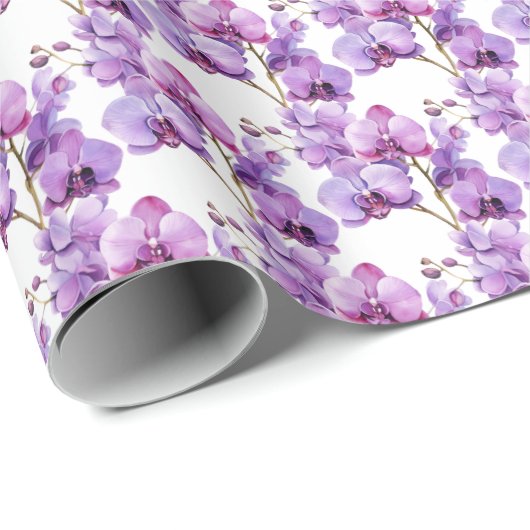Papier Cadeau Orchidées pourpres (Coin rond)