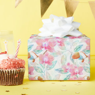 Papier Cadeau Orchidées roses.