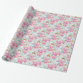 Papier Cadeau Orchidées roses. (Déroulé)