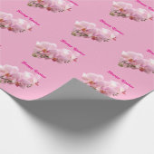 Papier Cadeau Orchidées roses “Joyeuses Pâques” (Coin)