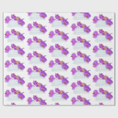 Papier Cadeau orchidées roses sur serviettes blanches avec étoil (Plat)