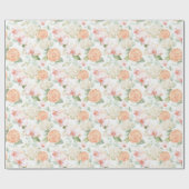 Papier Cadeau Orchidées Roses Tropicales Pêche Pamplemousse Anni (Plat)