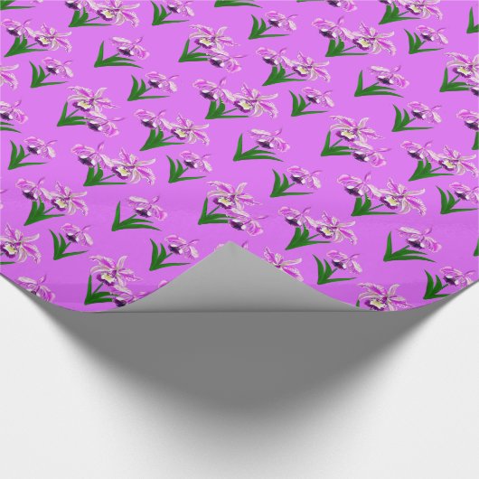 Papier Cadeau Orchidées sauvages - Orchidées violettes et feuill (Coin)