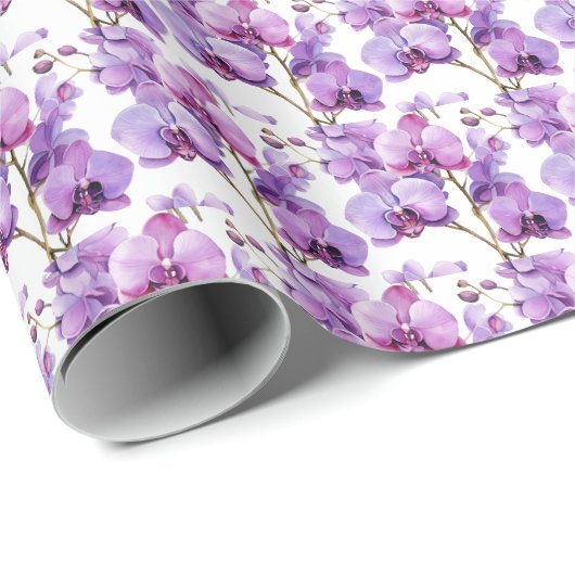 Papier Cadeau Orchidées Violettes (Coin rond)