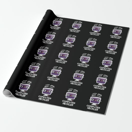 Papier Cadeau Ordinateur Heckler Funny Hacker Pun Dark BG (Déroulé)