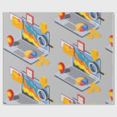 Papier Cadeau Ordinateur portable d'analyse de données commercia (Plat)