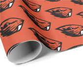 Papier Cadeau Oregon State Beavers | Tête de castor (Coin rond)