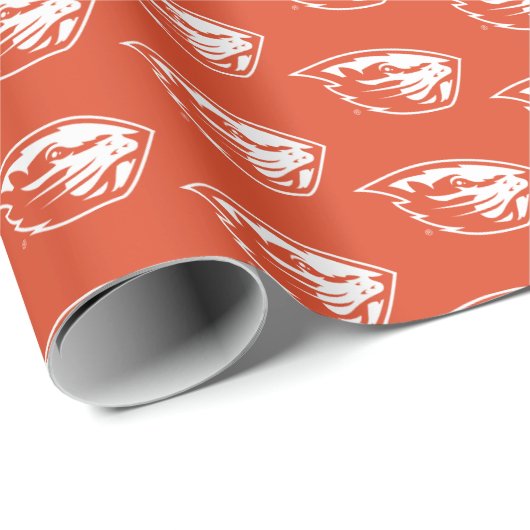 Papier Cadeau Oregon State Beavers | Tête de castor (Coin rond)