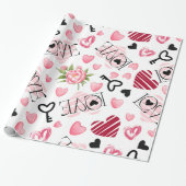 Papier Cadeau Oreilles Rouges Et Roses (Déroulé)