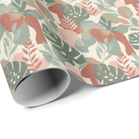 Papier Cadeau Organic Abstract Harmony Seamless Pattern (Coin rond)