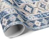 Papier Cadeau Oriental Antique Bleu Kilim Rug (Coin rond)