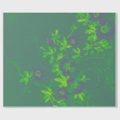 Papier Cadeau Oriental Bambou vert violet Emerald Cali Floral (Plat)