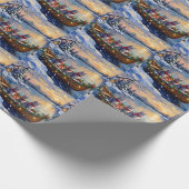 Papier Cadeau Oriental Blue Cat Christmas Boat Holiday (Coin)