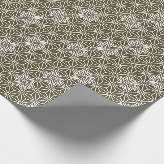 Papier Cadeau Oriental Green Matsuba Star Asanoha Japon Motif (Coin)