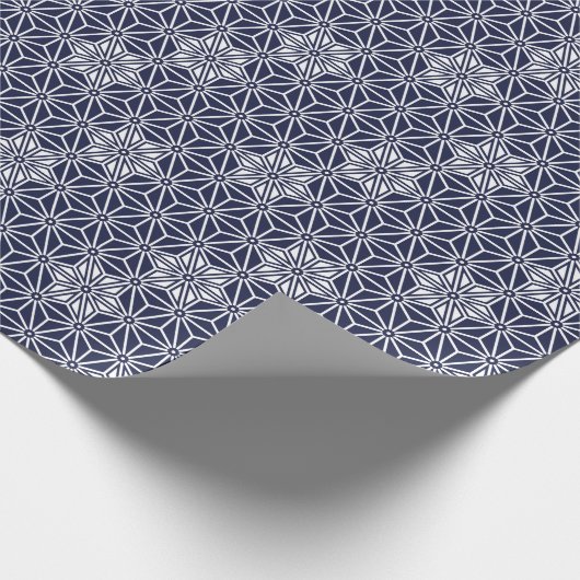 Papier Cadeau Oriental Navy Blue Star Asanoha Japon Motif (Coin)