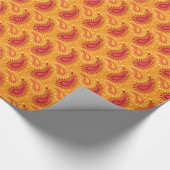 Papier Cadeau Oriental Orange Perse Motif Paisley (Coin)