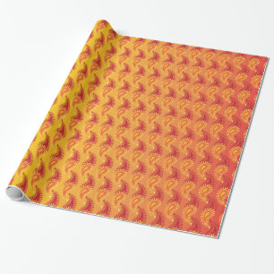 Papier Cadeau Oriental Orange Twin flamme Persian Paisley Motif