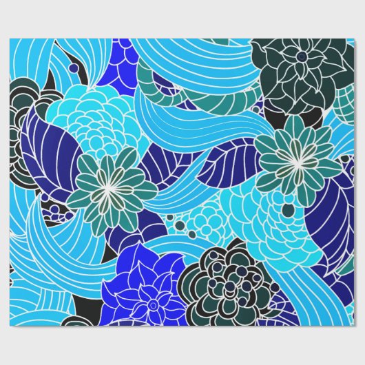 Papier Cadeau Oriental Pattern in Blue Shades Wrapping Paper (Plat)