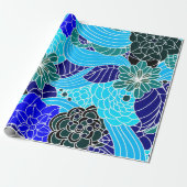 Papier Cadeau Oriental Pattern in Blue Shades Wrapping Paper (Déroulé)
