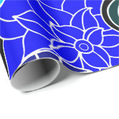 Papier Cadeau Oriental Pattern in Blue Shades Wrapping Paper (Coin rond)