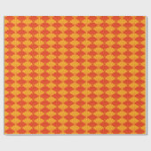 Papier Cadeau Oriental Rouge Jaune Kiku Chrysanthemum Mon Motif (Plat)