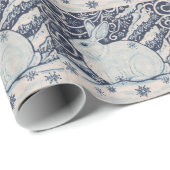 Papier Cadeau Original Noël Rabbit Bleu & Blanc (Coin rond)