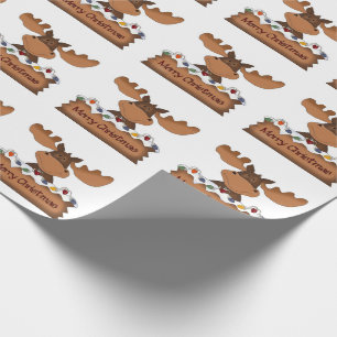 Papier Cadeau Orignaux de Joyeux Noël avec des lumières de No
