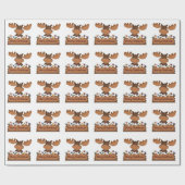 Papier Cadeau Orignaux de Joyeux Noël avec des lumières de Noël (Plat)