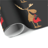 Papier Cadeau Orignaux drôles jouant l'art rouge d'original de (Coin rond)