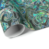 Papier Cadeau Ormeau et argent orientaux persans de motif (Coin rond)