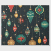 Papier Cadeau Ornat vintage Et Bleu Marine (Plat)