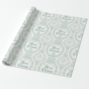 Papier Cadeau Ornate Classic Vintage Joyeux Noël Toile verte