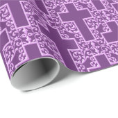 Papier Cadeau Ornate Cross-7-Purple (Coin rond)