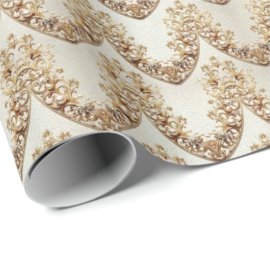 Papier Cadeau Ornate Gold Flourish Wrapping Paper (Coin rond)