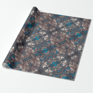 Papier Cadeau Orné baroque motif floral imprimé