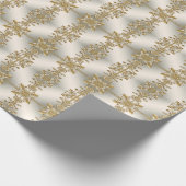 Papier cadeau orné floral blanc or (Coin)