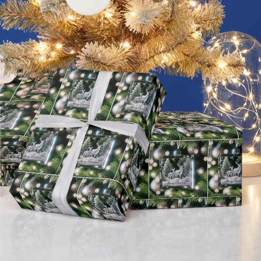Papier Cadeau Ornement De Cerfs De Cristal Sur Pine Tree (Vacances)