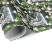 Papier Cadeau Ornement De Cerfs De Cristal Sur Pine Tree (Coin rond)