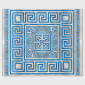 Papier Cadeau Ornement de clé grecque - Mander grec - Marbre ble (Plat)