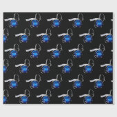 Papier Cadeau Ornement de Noël bleu (Plat)