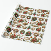 Papier Cadeau Ornement de Noël Décoratif (Déroulé)
